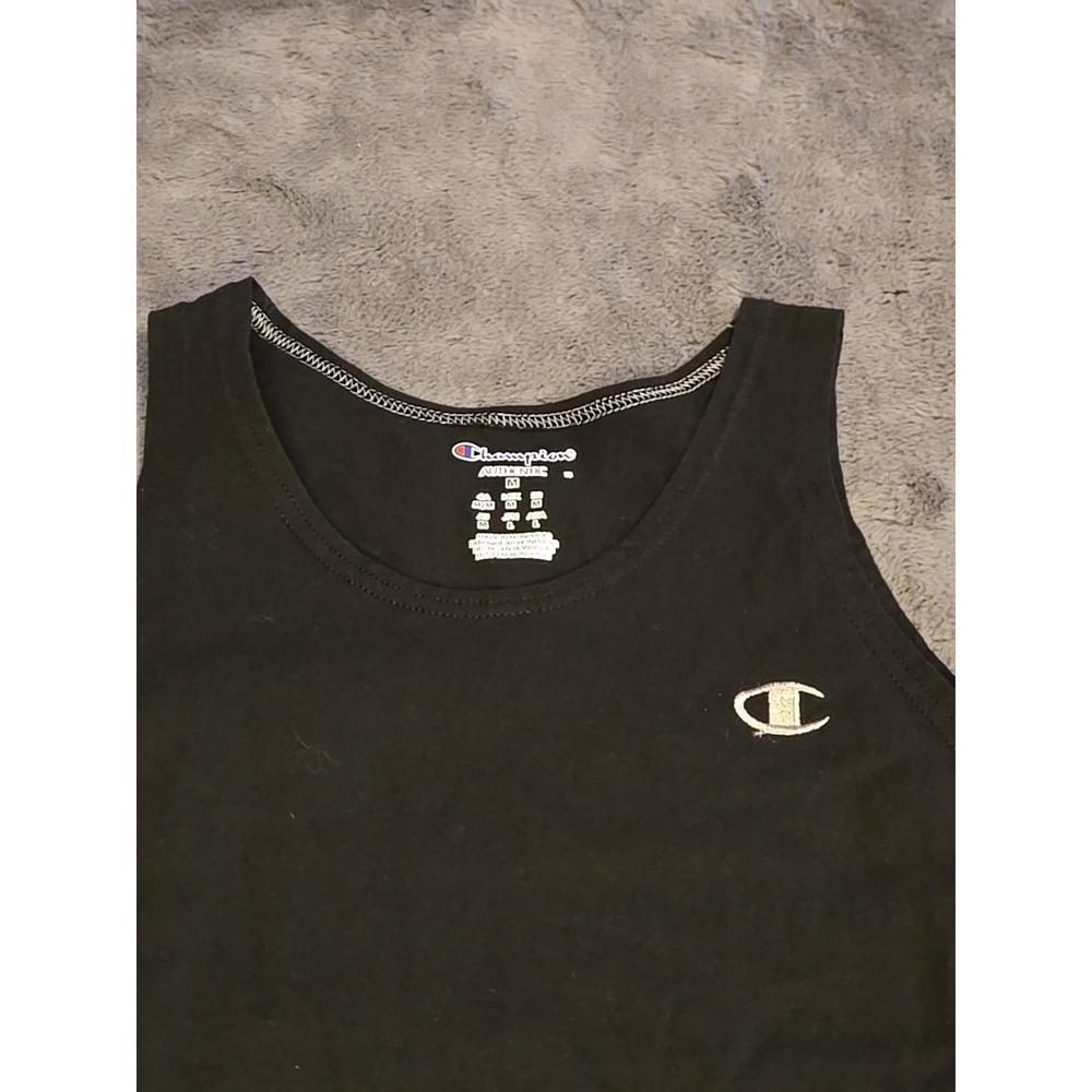Vtg 90s Champion Men's Medium Black Tank Top Sleeveless Athletic Muscle Shirt - Picture 7 of 12